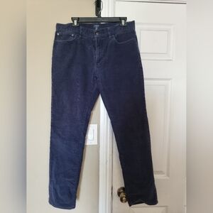 J. Crew Men's Deep Blue Corduroy Pants Flex Slim Size W34 L32 J7334